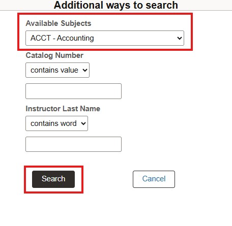 Screenshot of "additional ways to search" pop-up populated with text