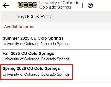 Screenshot of Available Terms