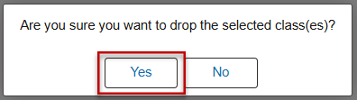 Confirmation to drop selected classes