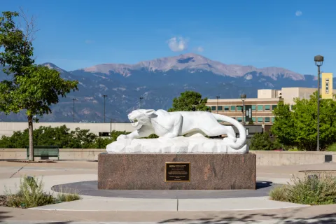 Mountain Lion Statue with Pikes Peak