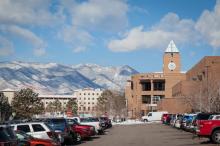 Photo of UCCs clocktower and parking lot