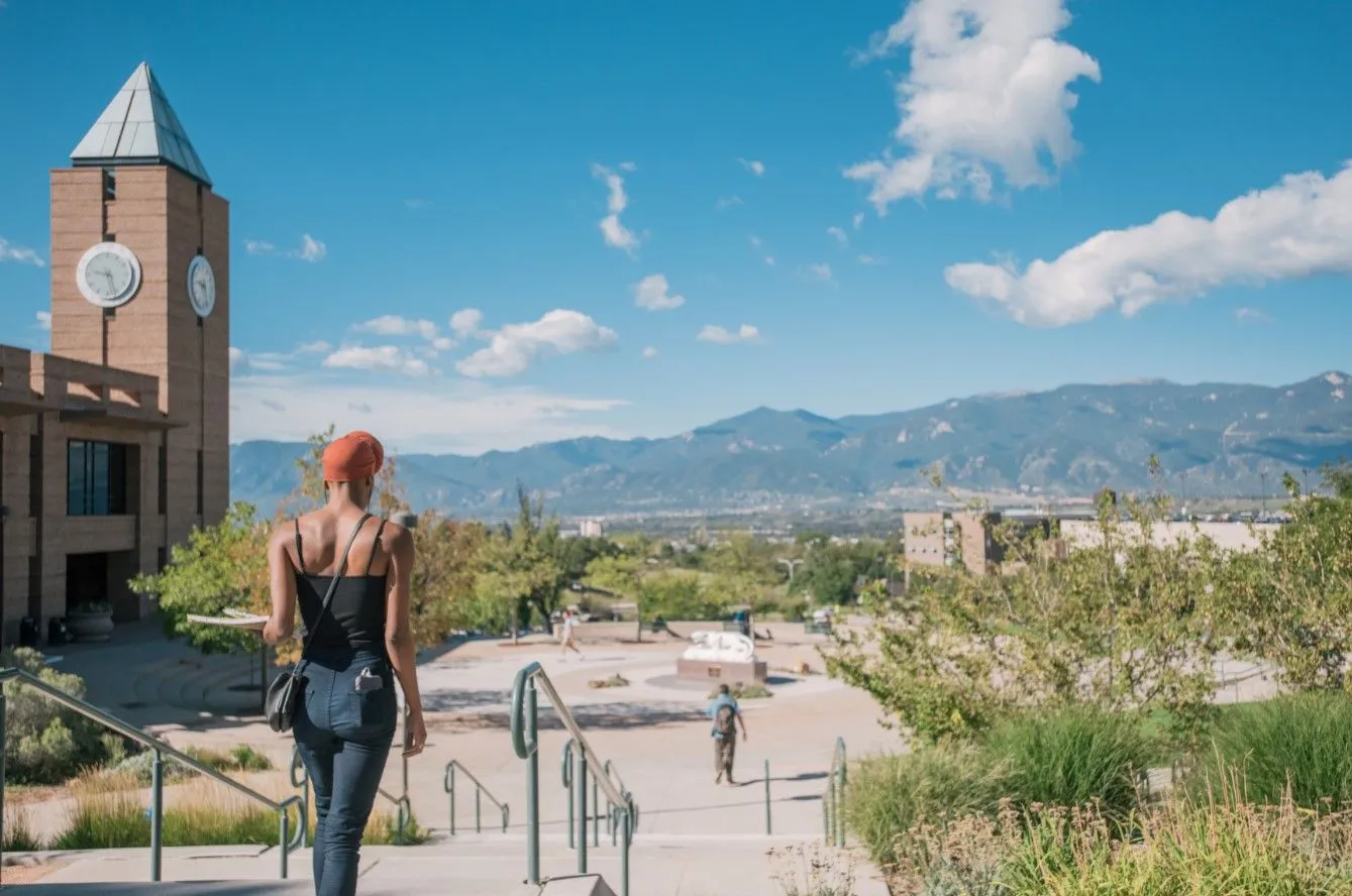 Student walking on campus