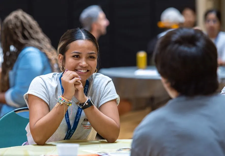 Two students sitting at a table
